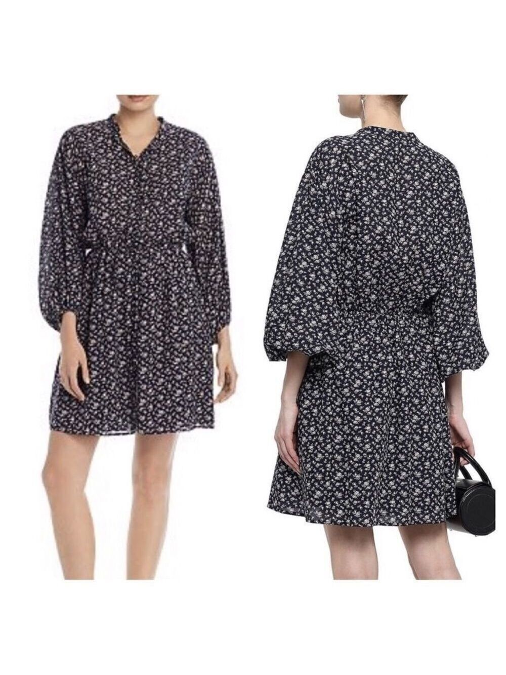 Joie Galani Balloon Sleeve Floral Midi Dress